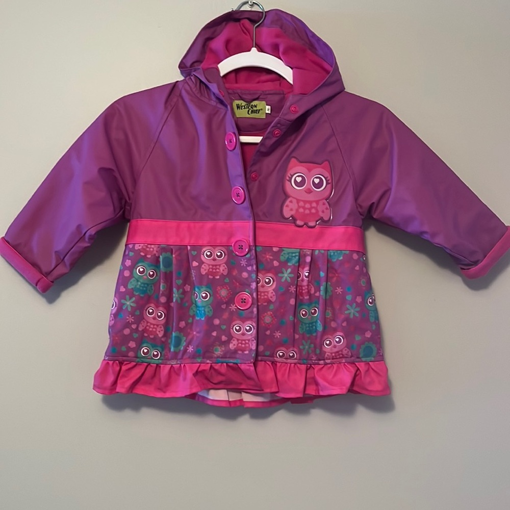 Western chief rain jacket/owls